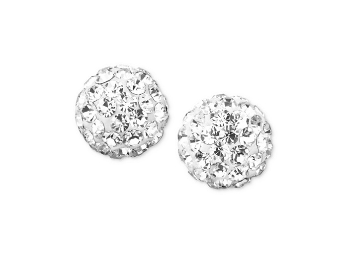 10K Gold Crystal Accent Ball Stud Earrings