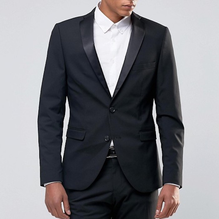 Selected Homme Black Tuxedo Suit with Stretch in Slim Fit