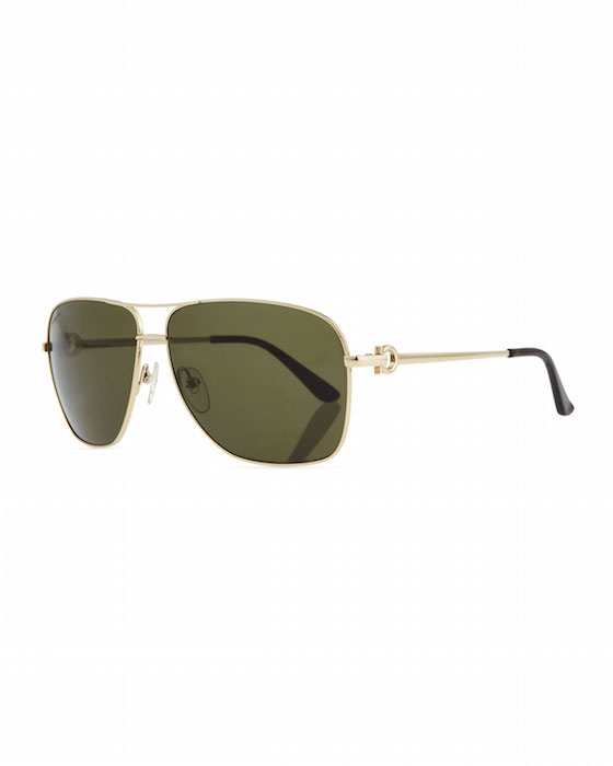 Navigator Metal Aviator Sunglasses, Shiny Gold