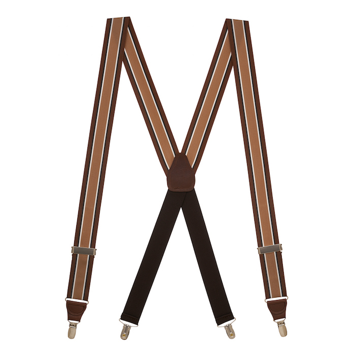 Brown Stripe Grosgrain CLIP Suspenders