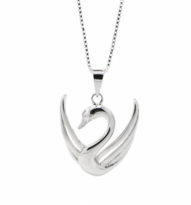 LaRaso & Co Sterling Silver Open Wing Swan Pendant Necklace