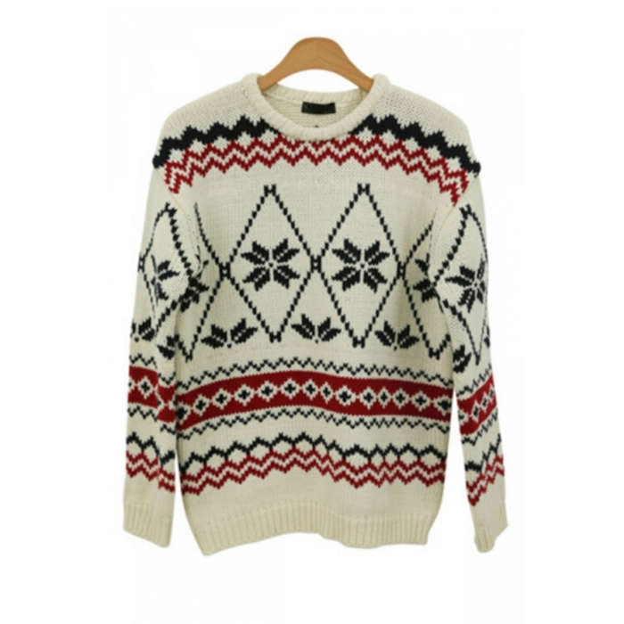 Long Sleeves Womens Snowflake Geometric Patterned Sweater