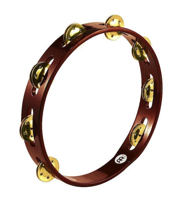 Meinl Percussion TA1B-AB Traditional 10-Inch Wood Tambourine with Single Row Brass Jingles