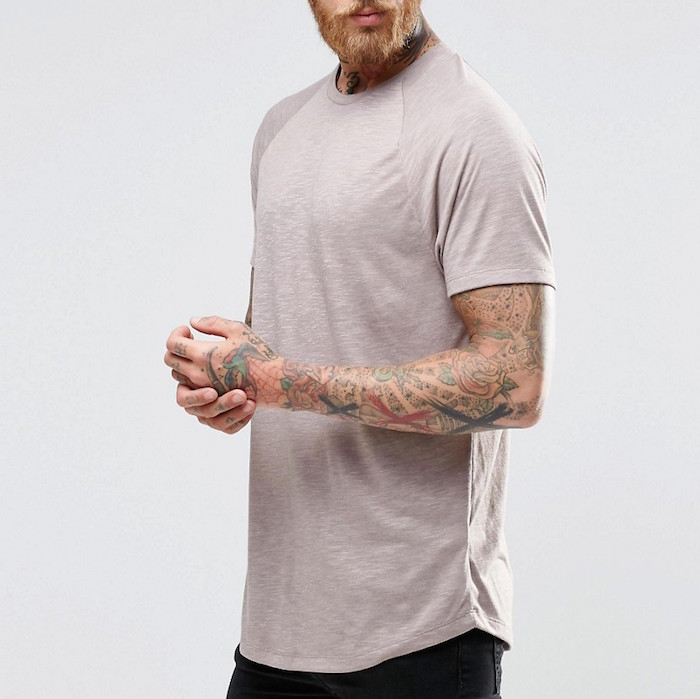 ASOS Longline Muscle T-Shirt With Curved Hem In Textured Fabric