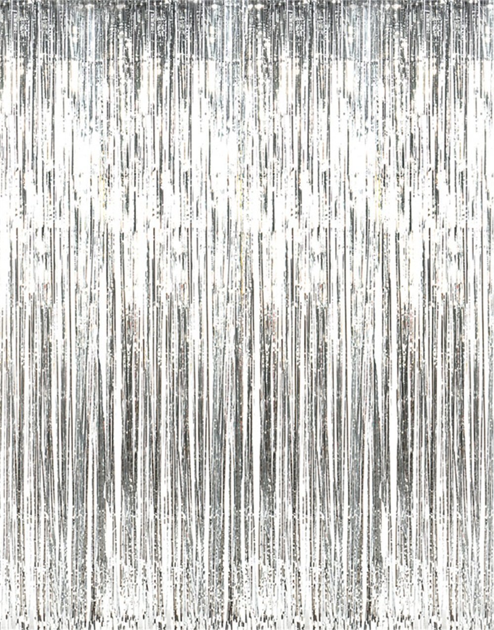 Metallic Silver Foil Fringe Curtains