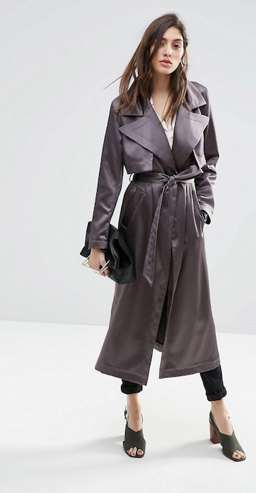 Gabardine trench coat with embroidery
