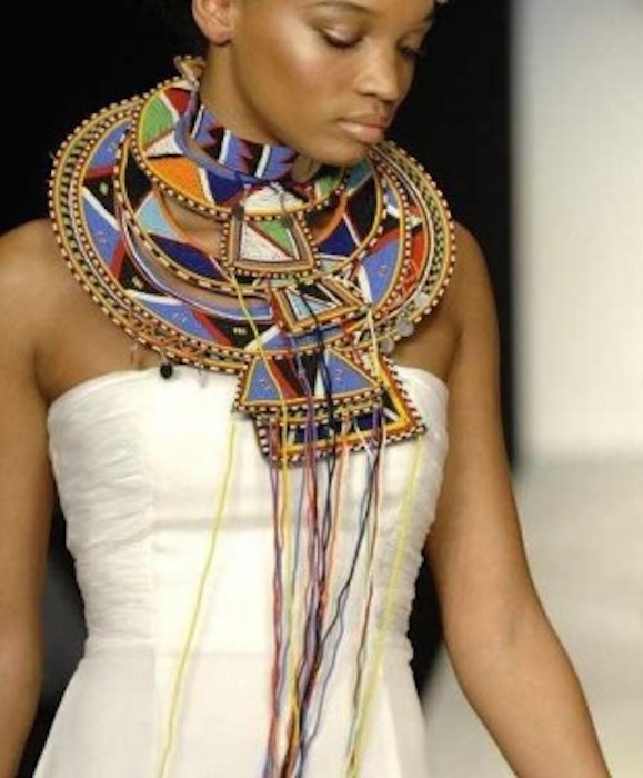 MAASAI Vintage Ornate Tribal Beaded Collar Necklace