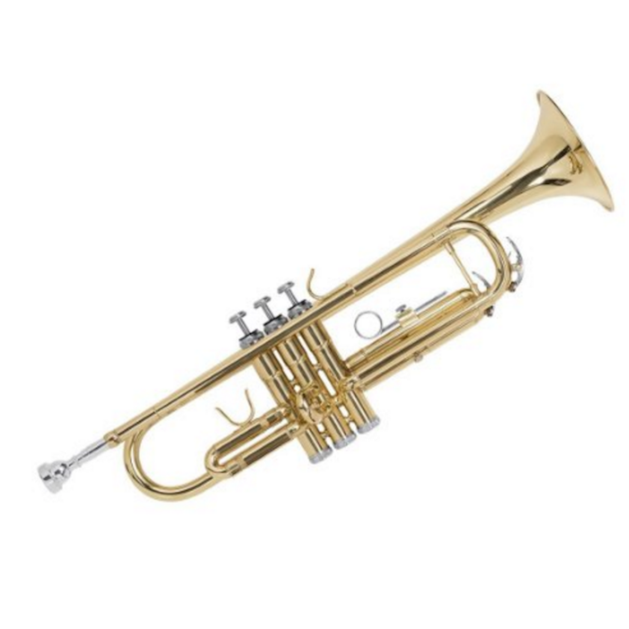 Monoprice 609546 Gold Lacquer Brass Bb Trumpet with Cupronickel Valves, Case, Cloth, and Gloves