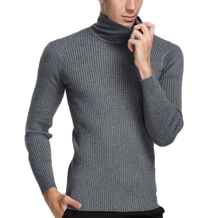 ASOS Muscle Fit Turtleneck Ribbed Sweater in Black