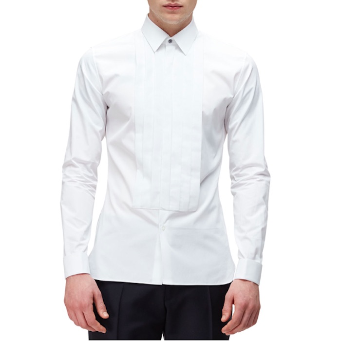 Long-Sleeve Formal Tuxedo Shirt, White | Blingby