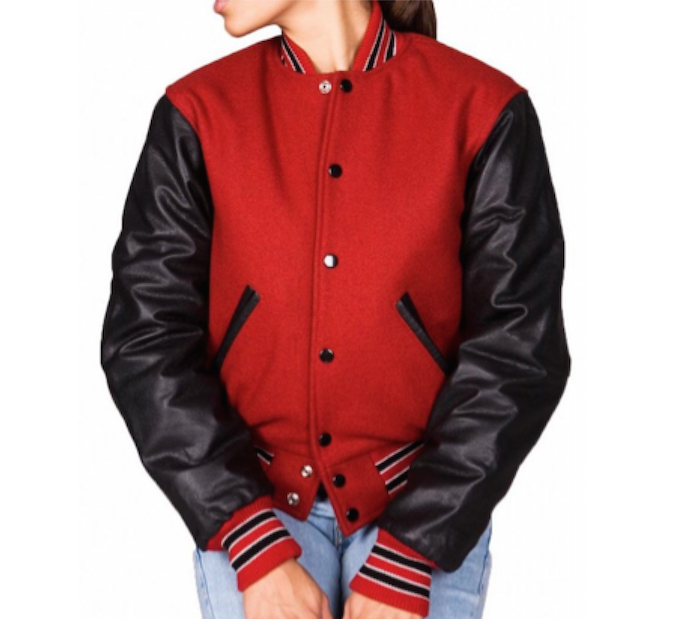 Angel Cola Red & White Hoodie Varsity Cotton & Leather Baseball Letterman Jacket