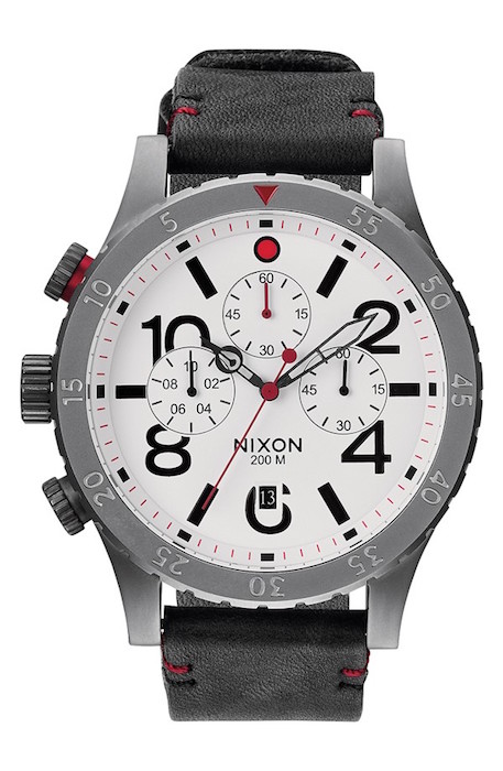 Nixon 'The 48-20' Chronograph Leather Strap Watch, 48mm