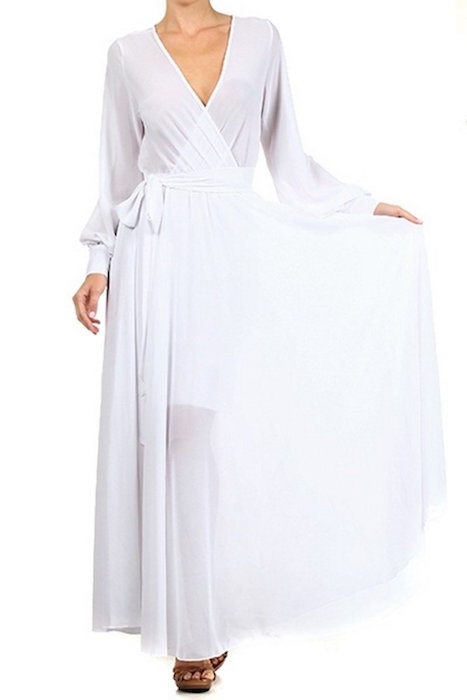 FULL SWEEP Chiffon MAXI DRESS Wrap SHEER Blouse Gown Long Skirt