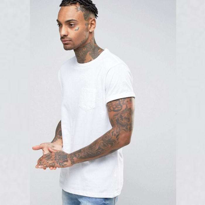 River Island Roll Sleeve Pocket T-Shirt In White
