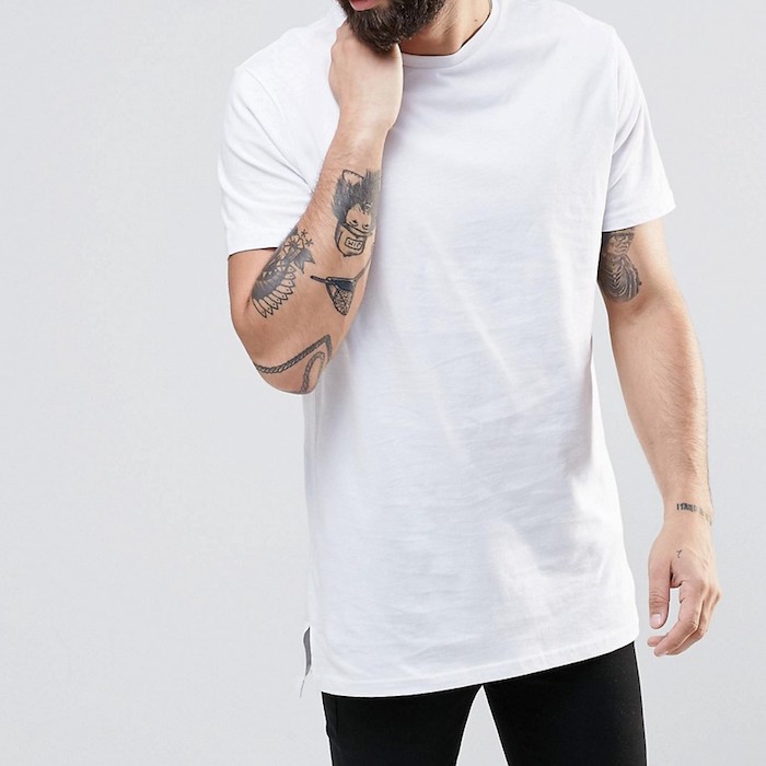 River Island Longline T-Shirt With Dropped Hem In White