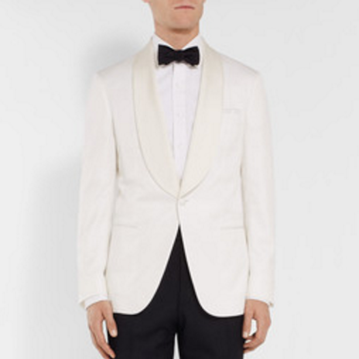 KINGSMAN White Harry Slim-Fit Faille-Trimmed Cotton Tuxedo Jacket