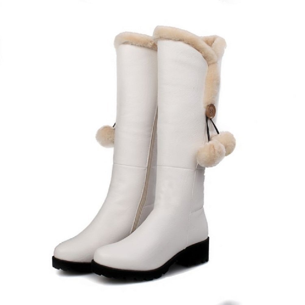 Charm Foot Womens Low Heel Knee High Long Snow Boots Winter Boots