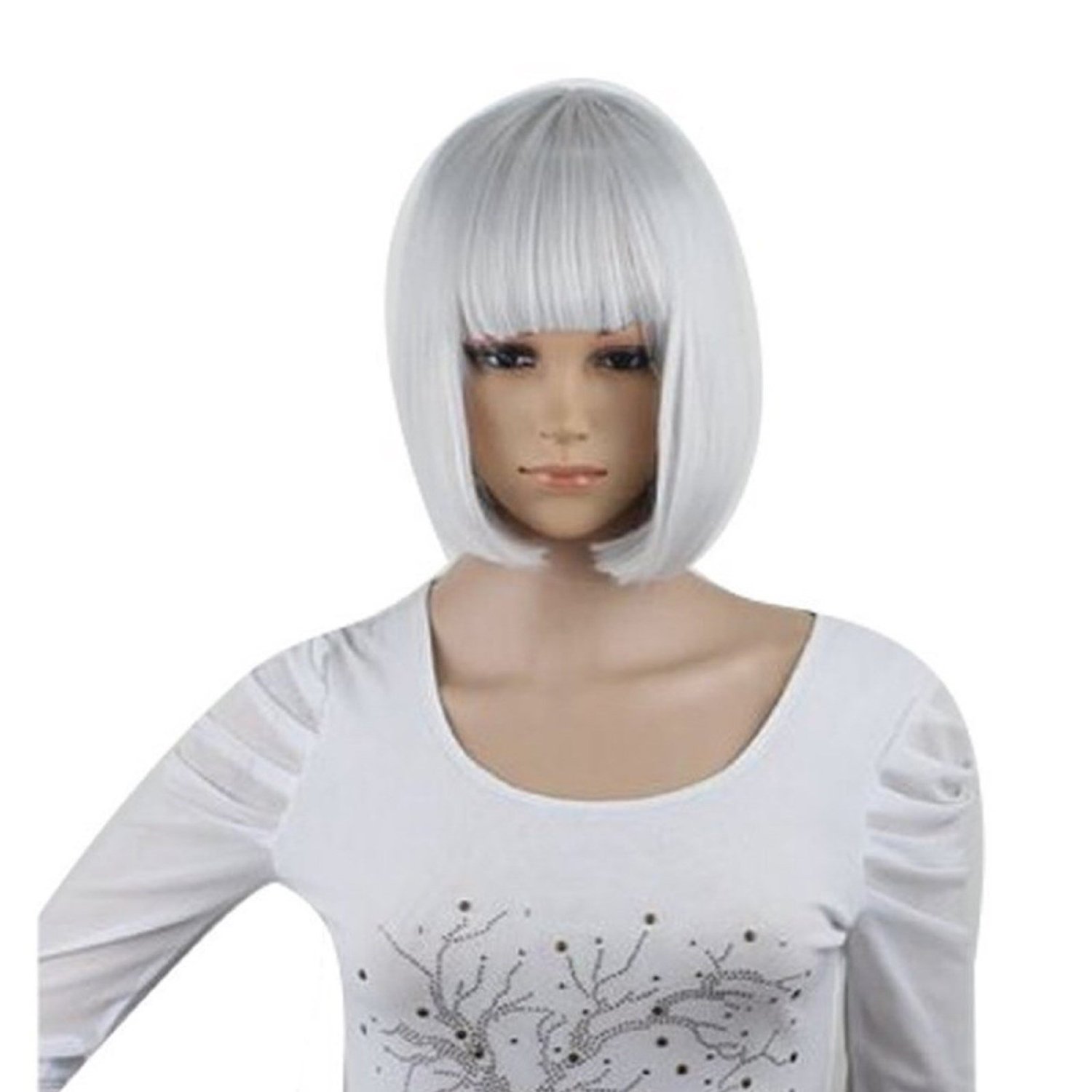 Dayissâ® New Cosplay Party 8 Colors Bob Short Hair Womens Girls Full Straight Wigs Heat Resistant (Silver Gray)