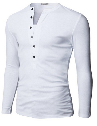 Doublju Mens Long Sleeve Slim Fit Henley Shirts | Blingby