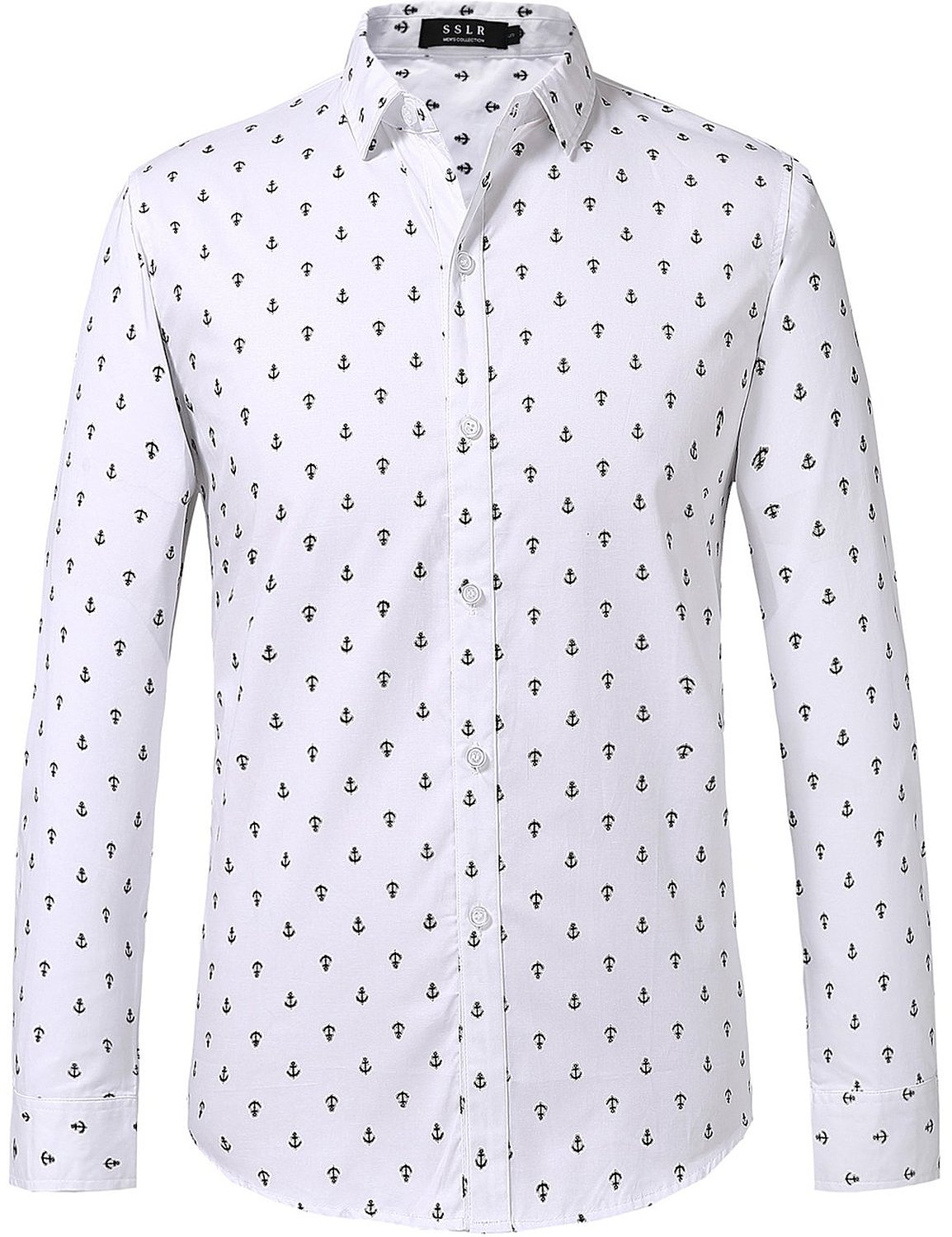 SSLR Men's Spring 100% Cotton Printing Long Sleeve Shirts