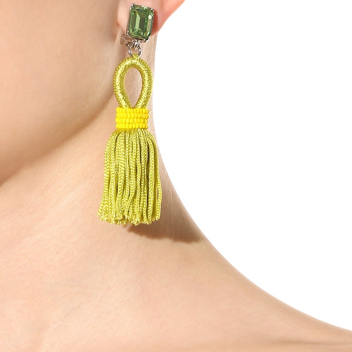 OSCAR DE LA RENTA Embellished tassel clip-on earrings