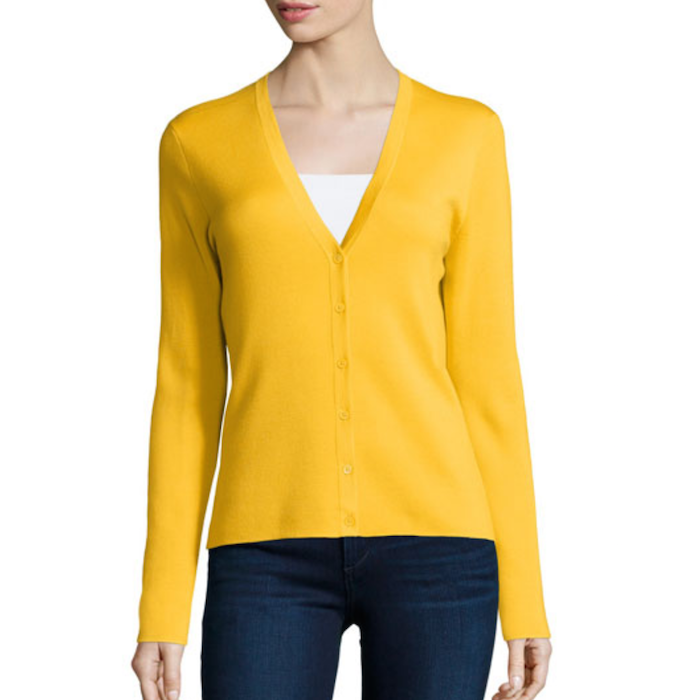 Michael Kors Collection Button-Front Cashmere Cardigan, Daffodil