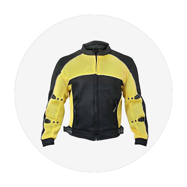 Mens Black/Yellow Sports Armored Mesh Jacket
