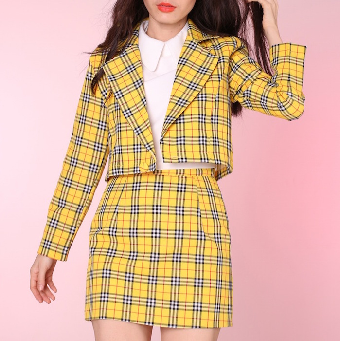Cher Yellow Tartan Blazer and Skirt Set