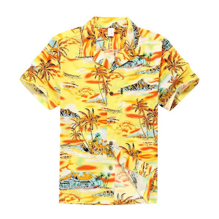 Men's Hawaiian Shirt Aloha Shirt in Sunset Yellow